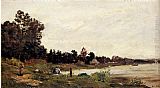 Hippolyte Camille Delpy Washerwomen In A River Landscape painting